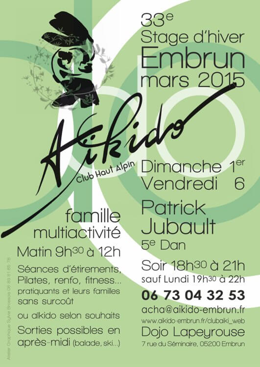Affiche événement d'aïkido par Sylvie Brossois graphiste (Gap, Hautes-Alpes, en région PACA)