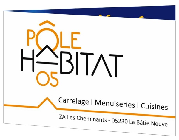 Carte de visite deux volets pour un groupement d'entrepreneurs du bâtiment près de Gap par Sylvie Brossois graphiste (Gap, Hautes-Alpes, région PACA) ;.professionnelle de la communication visuelle et du social media management