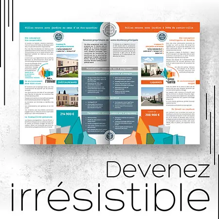 Portfolio de plaquettes commerciales et de dépliants pour les entreprises, les professionnels, les institutions et les associations