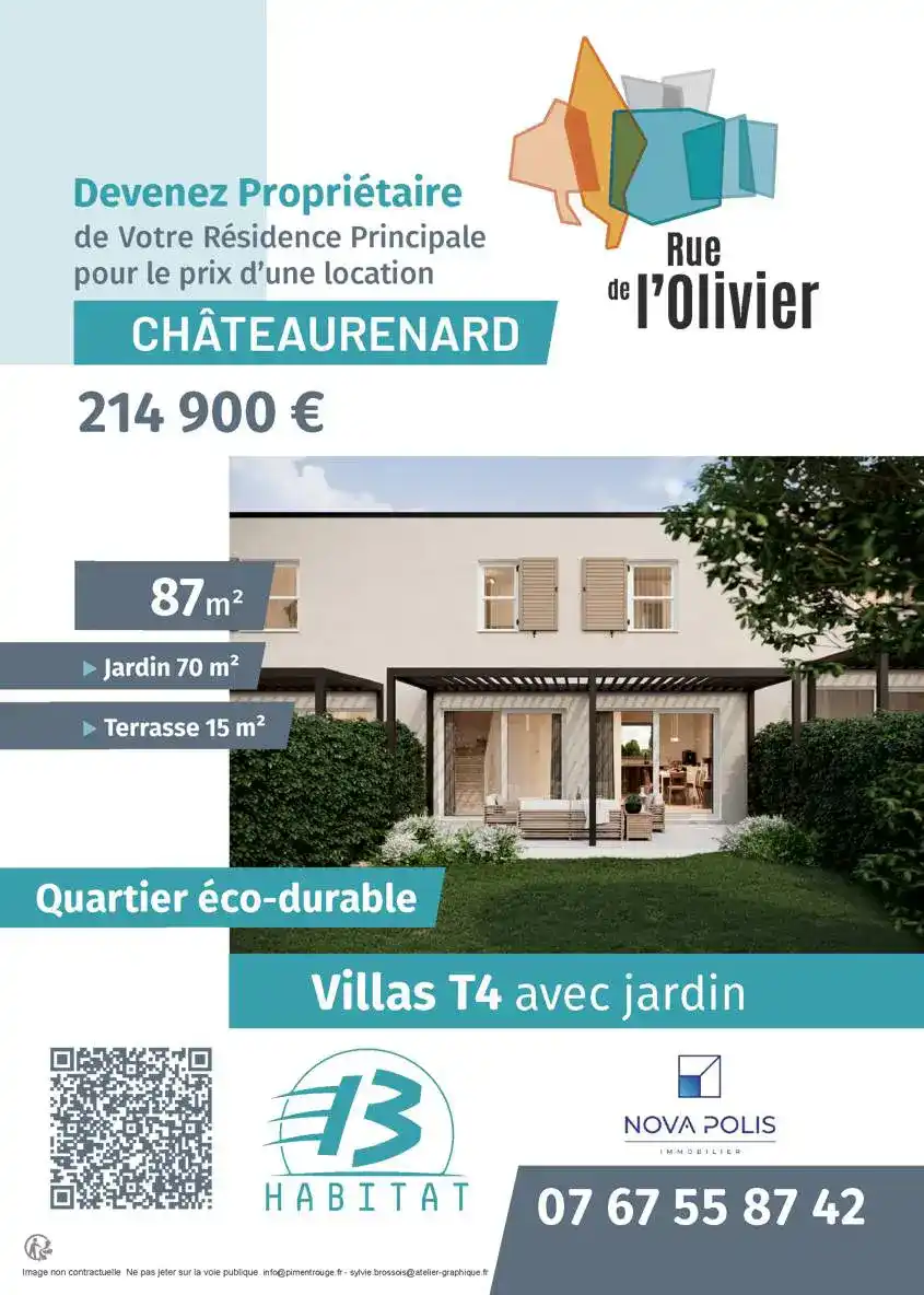 Création de flyers avec conception d'identité visuelle pour la vente de maisons neuves individuelles