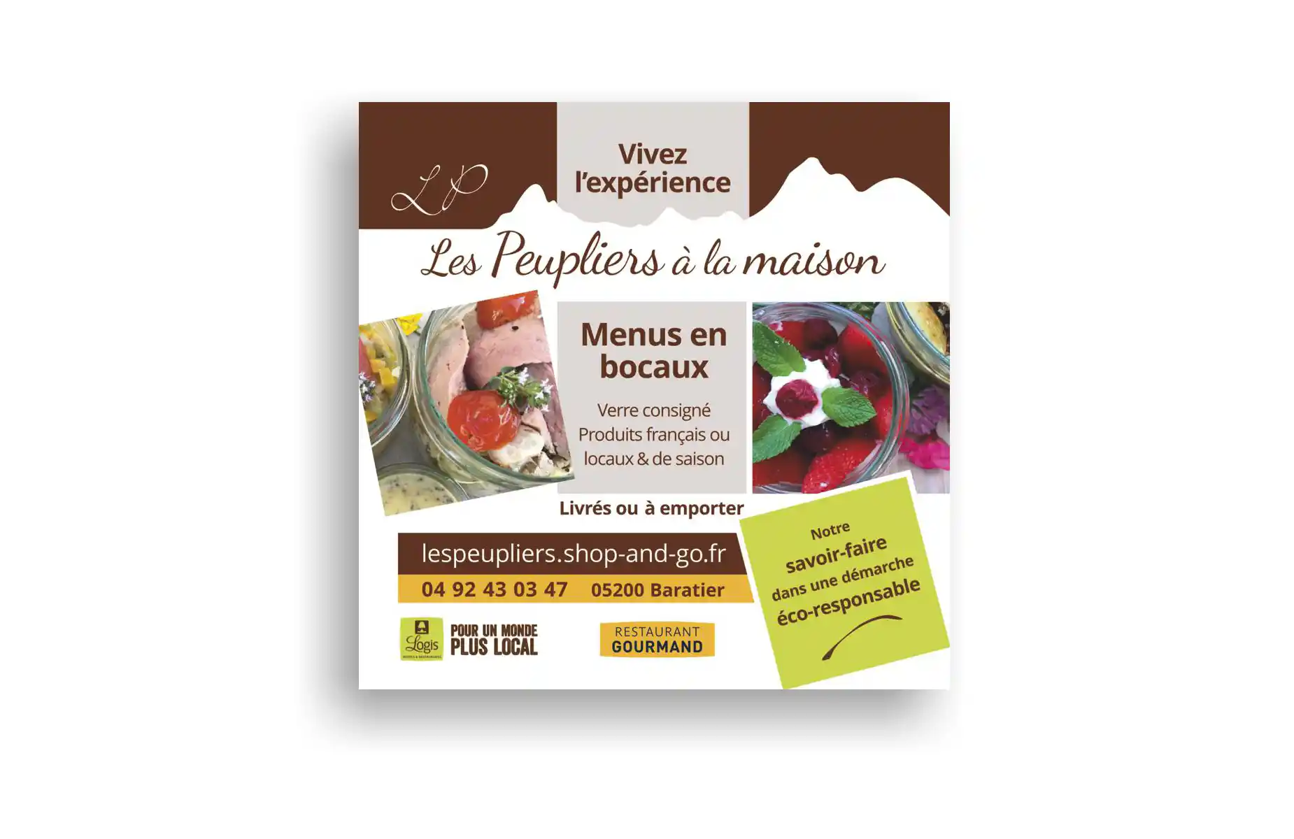 Création d'un flyer de restauration click and collect d'un hôtel restaurant des Hautes-Alpes