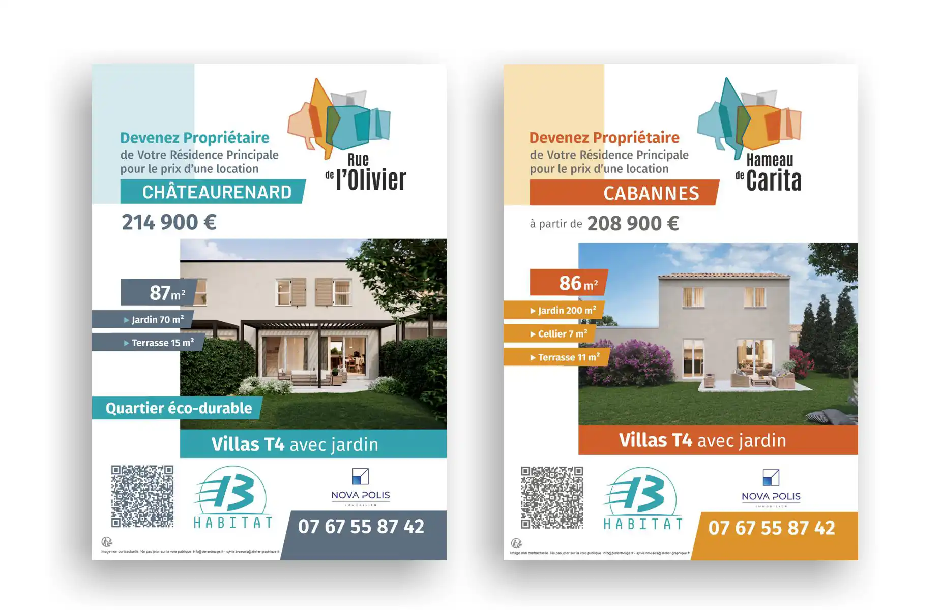 Création d'affiches et flyers pour la vente de maisons individuelles, secteur Avignon, PACA