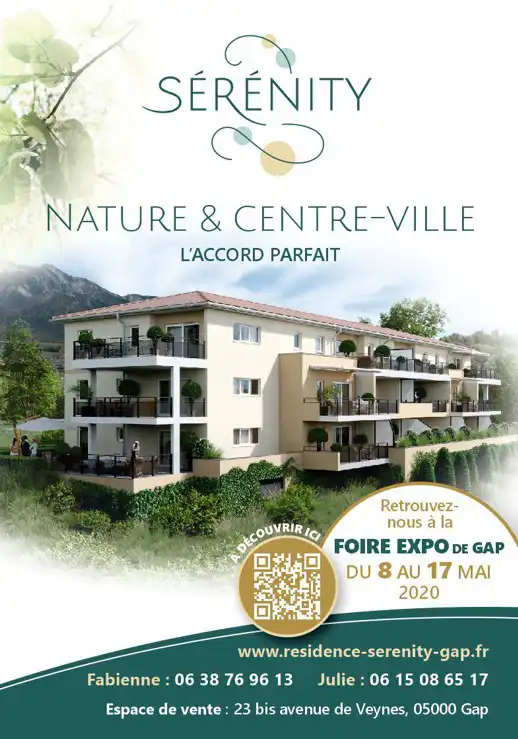 Création d'une affiche publicitaire abribus avec identité visuelle complète pour un programme immobilier résidentiel à Gap