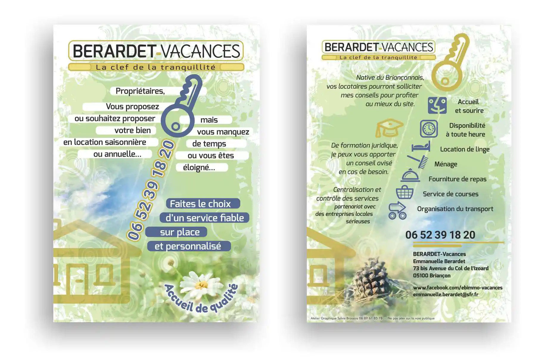Un flyer frais et stylé pour une conciergerie à Briançon