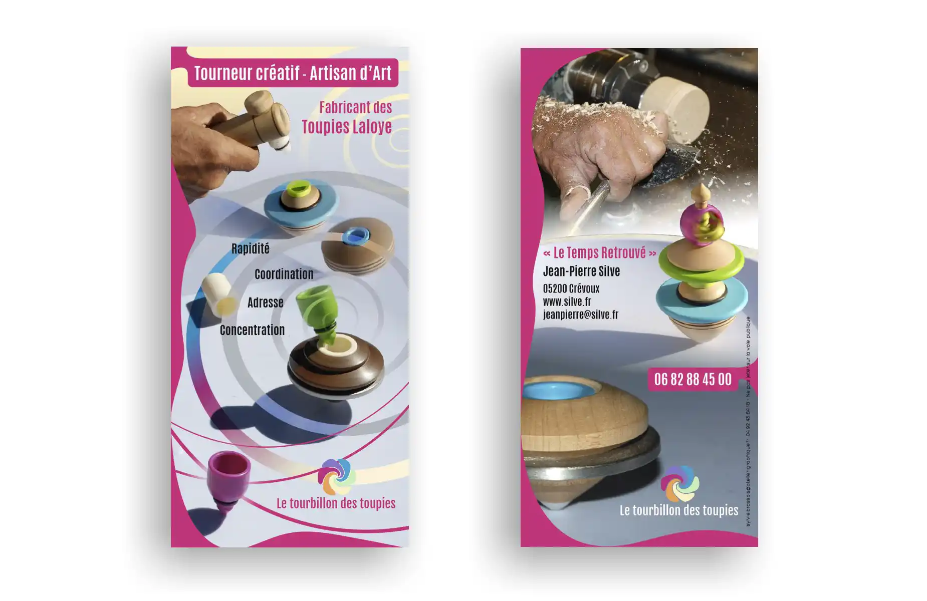 Création de flyer sur papier recyclé pour une marque d'objets ludiques artisanaux