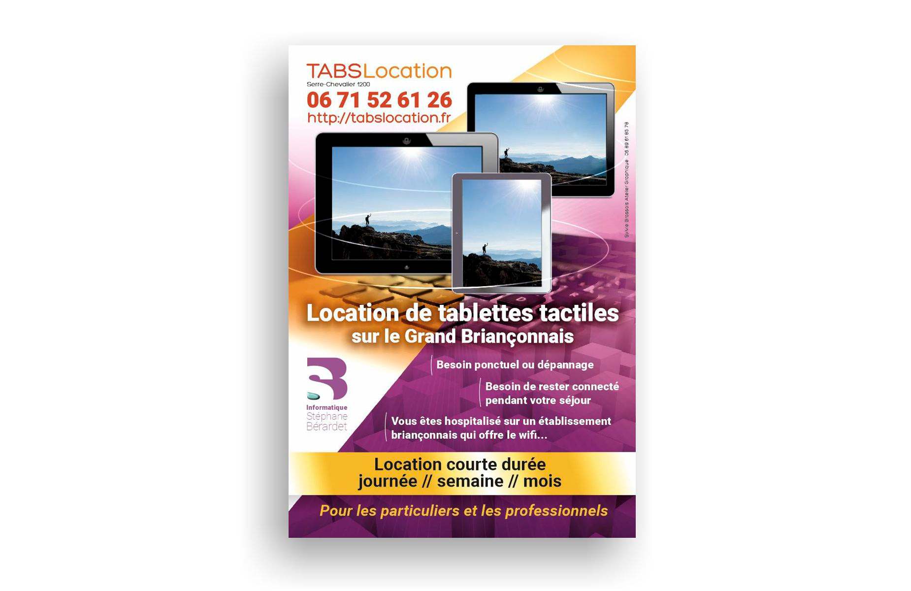 Création d'un flyer B2B pour le lancement d'une activité de location de tablettes à Briançon