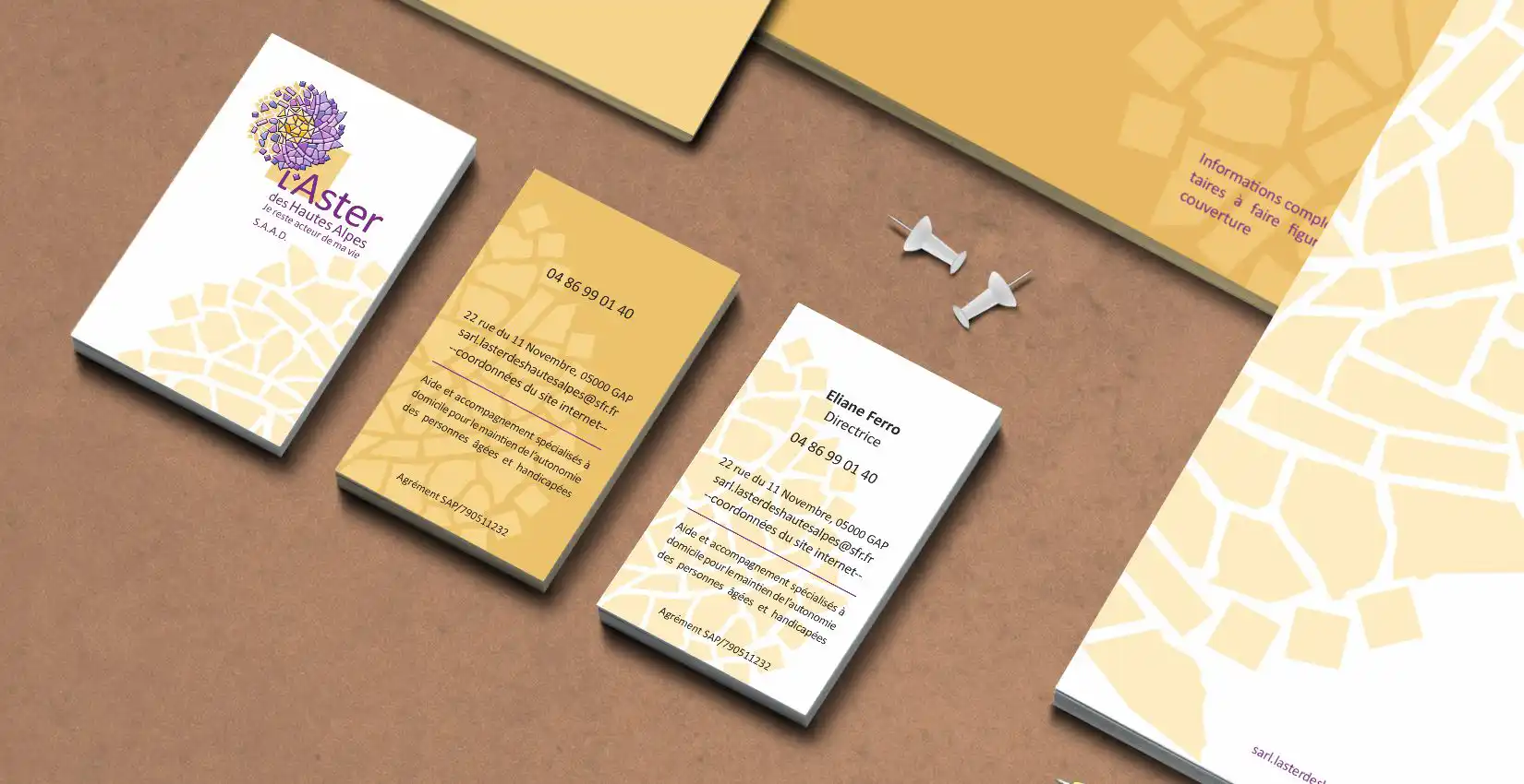 Création de cartes de visite et papier à entête pour une entreprise de Gap