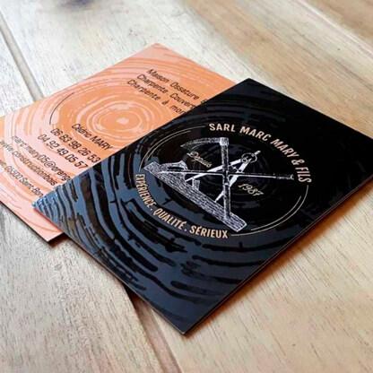 Création d'une carte de visite pour un constructeur bois par Sylvie Brossois graphiste (Gap, Hautes-Alpes en région PACA)