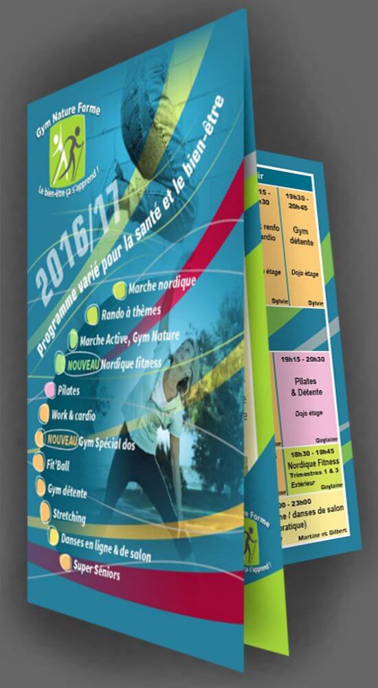 Création d'un dépliant pour une association sportive par Sylvie Brossois graphiste (Gap, Hautes-Alpes en région PACA)
