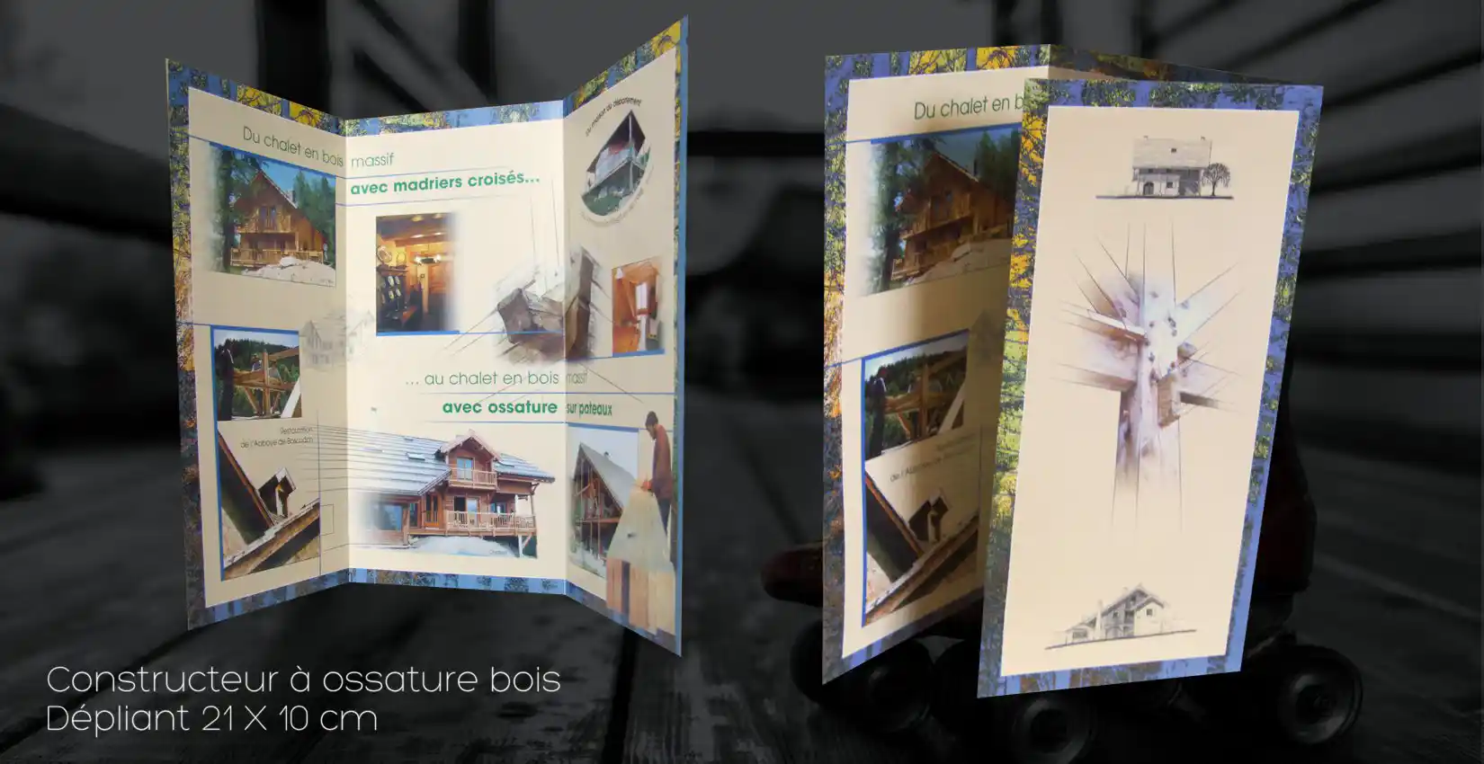 Création d'un dépliant commercial pour un constructeur de maisons en bois