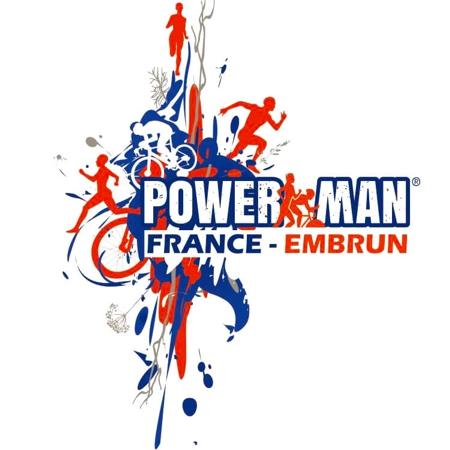 Création du logo du Power Man Embrun par Sylvie Brossois graphiste (Gap, Hautes-Alpes en région PACA)