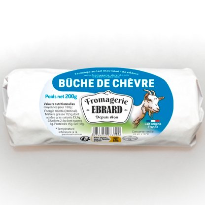 Création du packaging emballage de la bûche de chèvre Ebrard par Sylvie Brossois graphiste (Gap, Hautes-Alpes en région PACA)