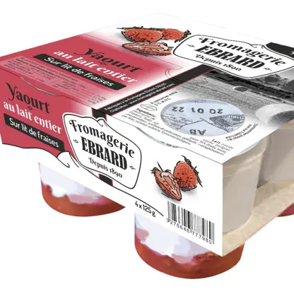 Packaging design de yaourts à la fraise en cartonnettes, Hautes-Alpes