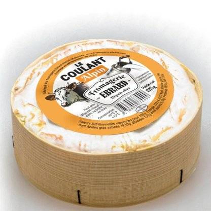 Création du packaging étiquette d'un fromage coulant par Sylvie Brossois graphiste (Gap, Hautes-Alpes en région PACA)