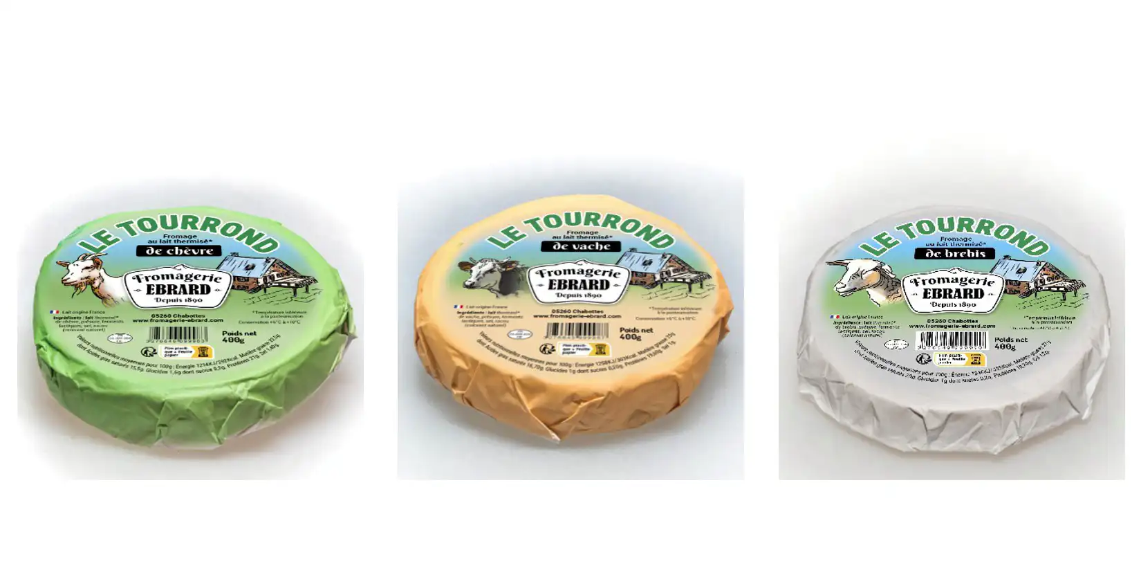 Création du packaging papier du fromage au de vache thermisé de la marque Ebrard