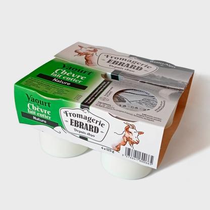 Design de packaging de yaourts au lait de chèvre nature par Sylvie Brossois graphiste (Gap, Hautes-Alpes en région PACA)