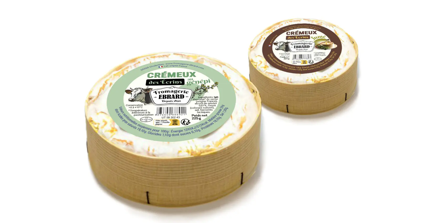 Création de l'étiquette-packaging du fromage crémeux au lait de vache de la marque Ebrard
