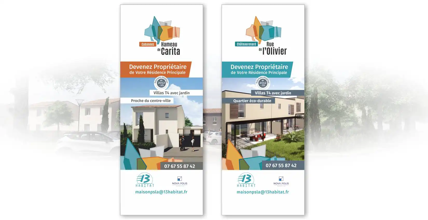 Création de deux roll'up pour promouvoir la vente de programmes immobiliers en région PACA