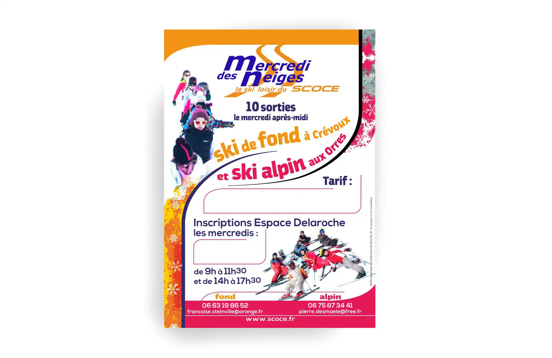 Création d'une affiche personnalisable et utilisable sur plusieurs saisons (école de ski Les Orres - Embrun)