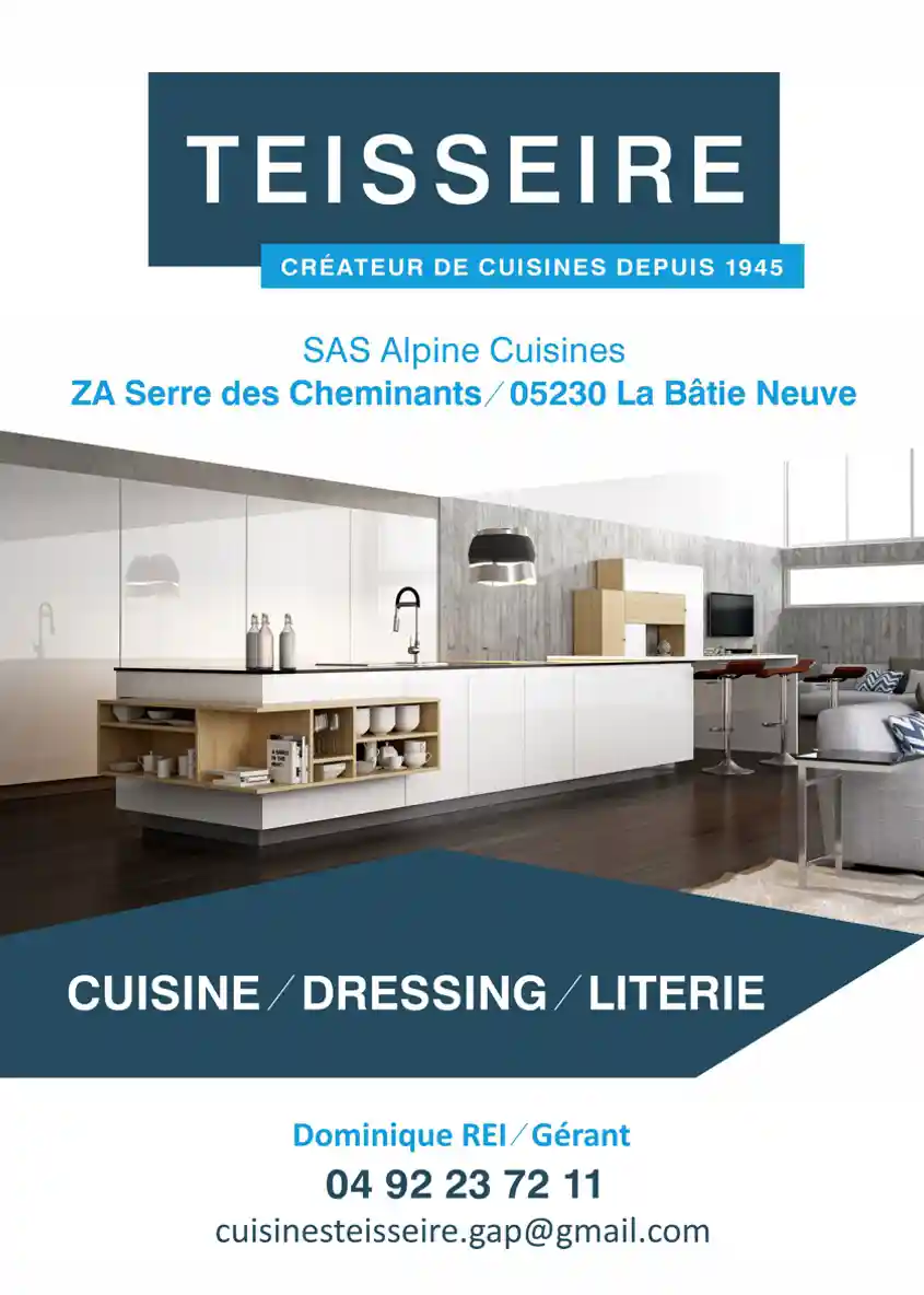 Création d'une affiche grand format sur bâche pour un cuisiniste à Gap, Hautes-Alpes en région PACA
