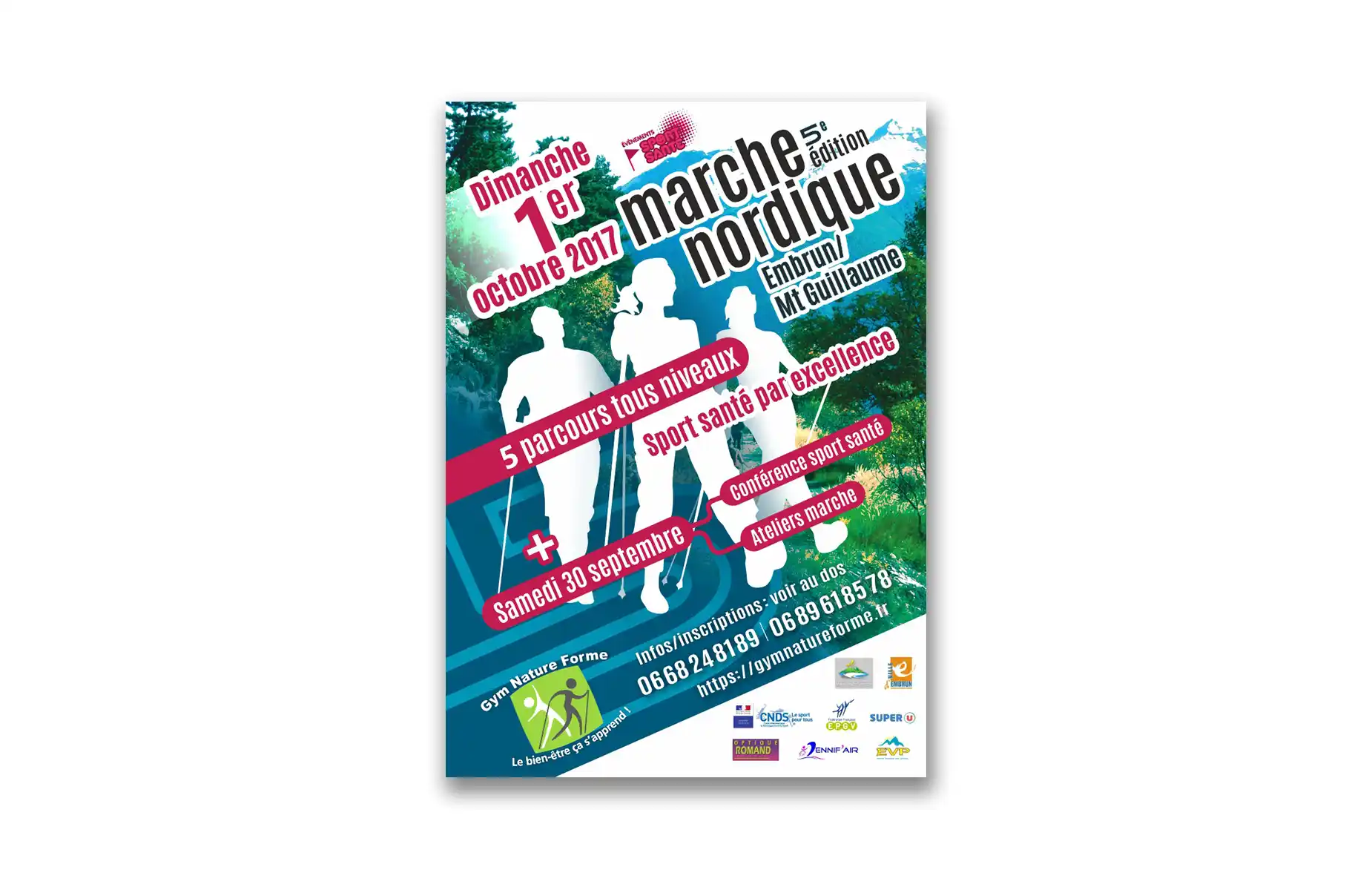Affiches, flyers, visuels numériques, insert pub pour évènement sportif annuel, Embrun