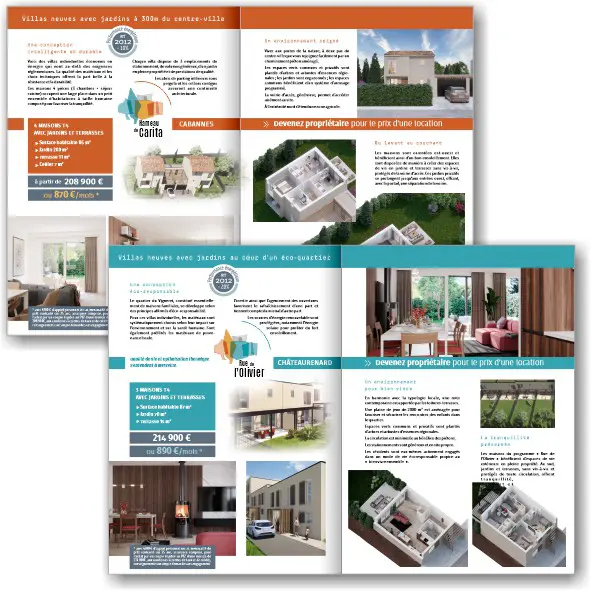Brochure création et mise en page pour la vente de maisons en région PACA