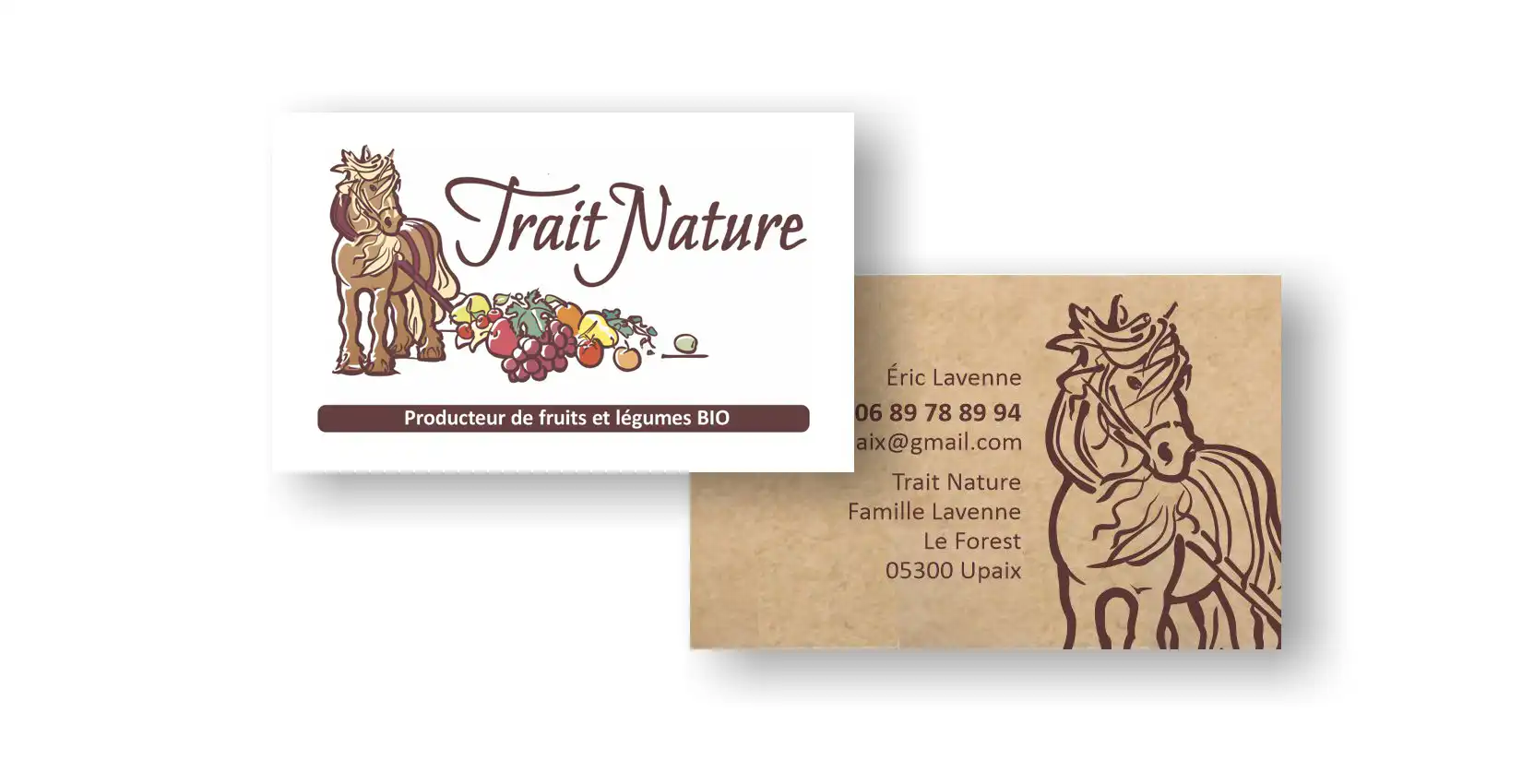 Création de logo, carterie, documents print et étiquettes produits d'un producteur bio