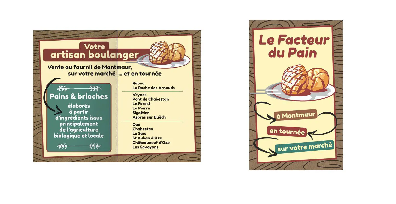 Création d'une carte de visite à 2 volets pour  un boulanger