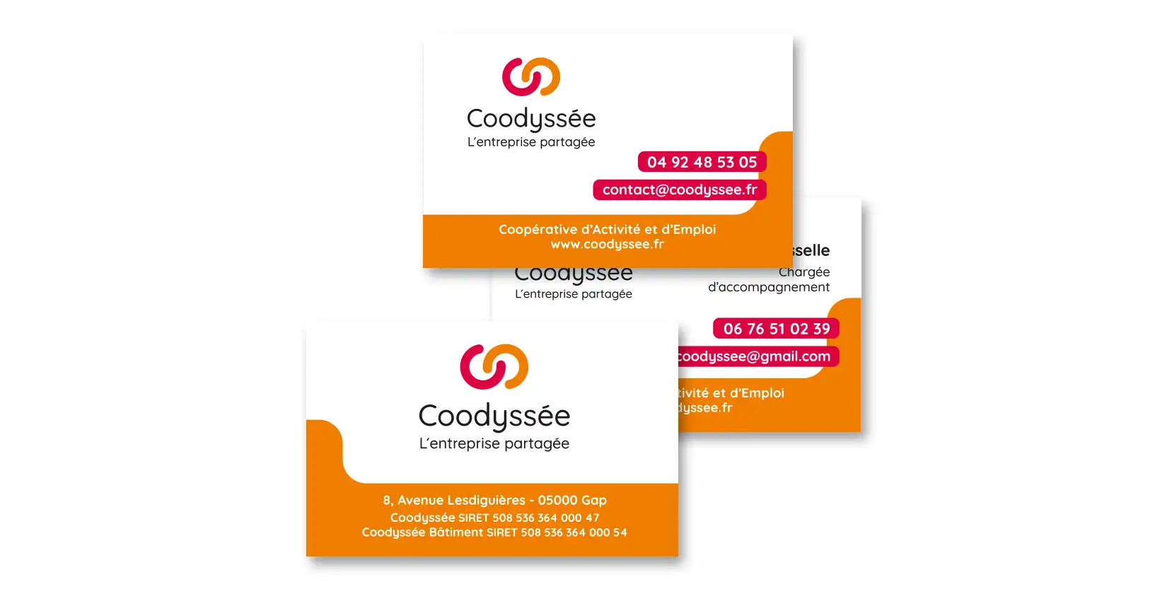 Cartes de visite génériques et nominatives pour entreprise coopérative