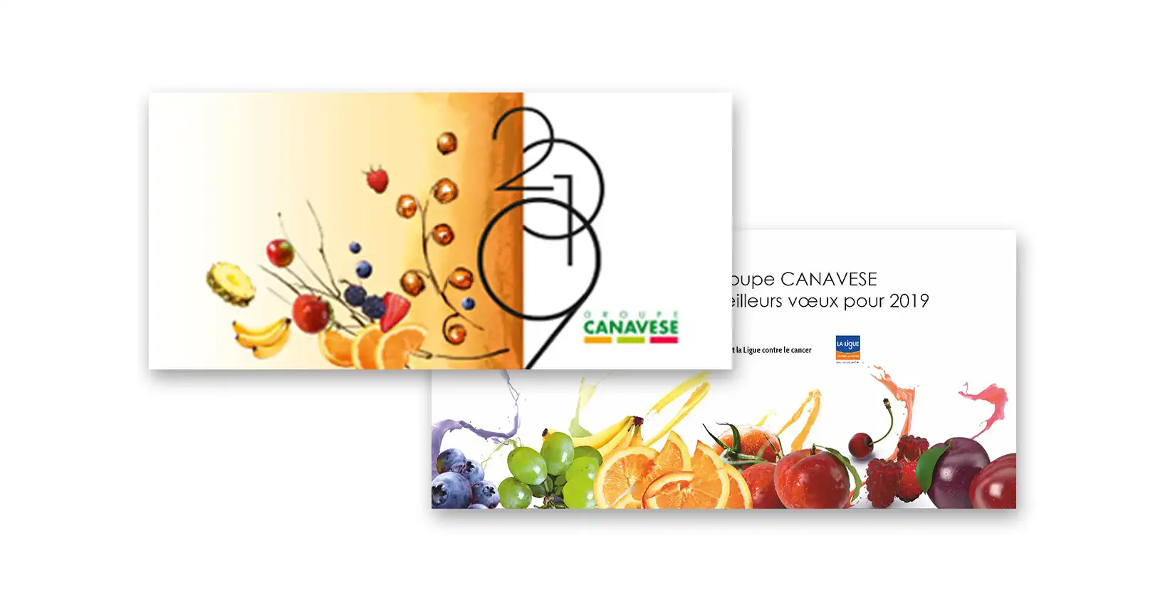 Création d'une carte de vœux professionnelle pour un grossiste en fruits et légumes