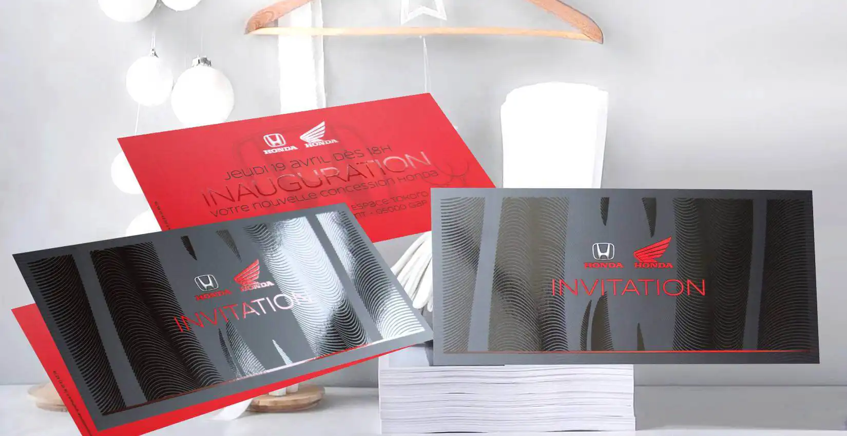 Création d'un carton d'invitation recto verso pour Honda Gap
