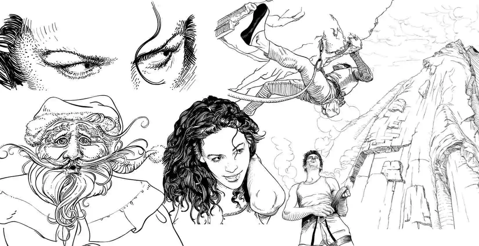 Etudes d'illustrations personnelles pour illustrer une bande dessinée
