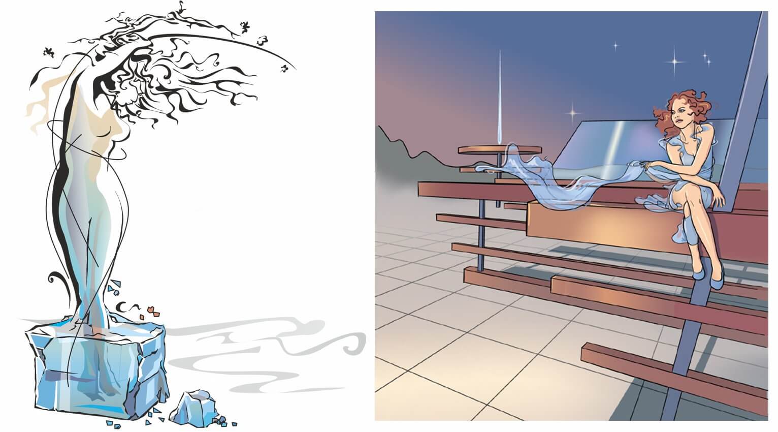 Illustration : études personnelles à la tablette graphique