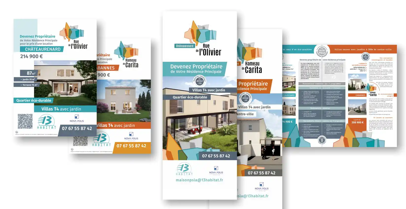 Création d'identité duo pour programmes immobiliers, communication globale, Bouches-du-Rhône
