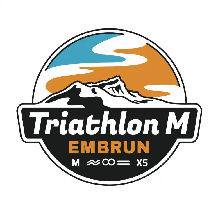 Création du logo du Triathlon d'Embrun, Hautes-Alpes, dans le style écusson californien