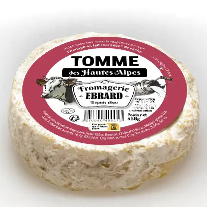 Création du packaging étiquette de la tomme des Hautes-Alpes de la marque Ebrard