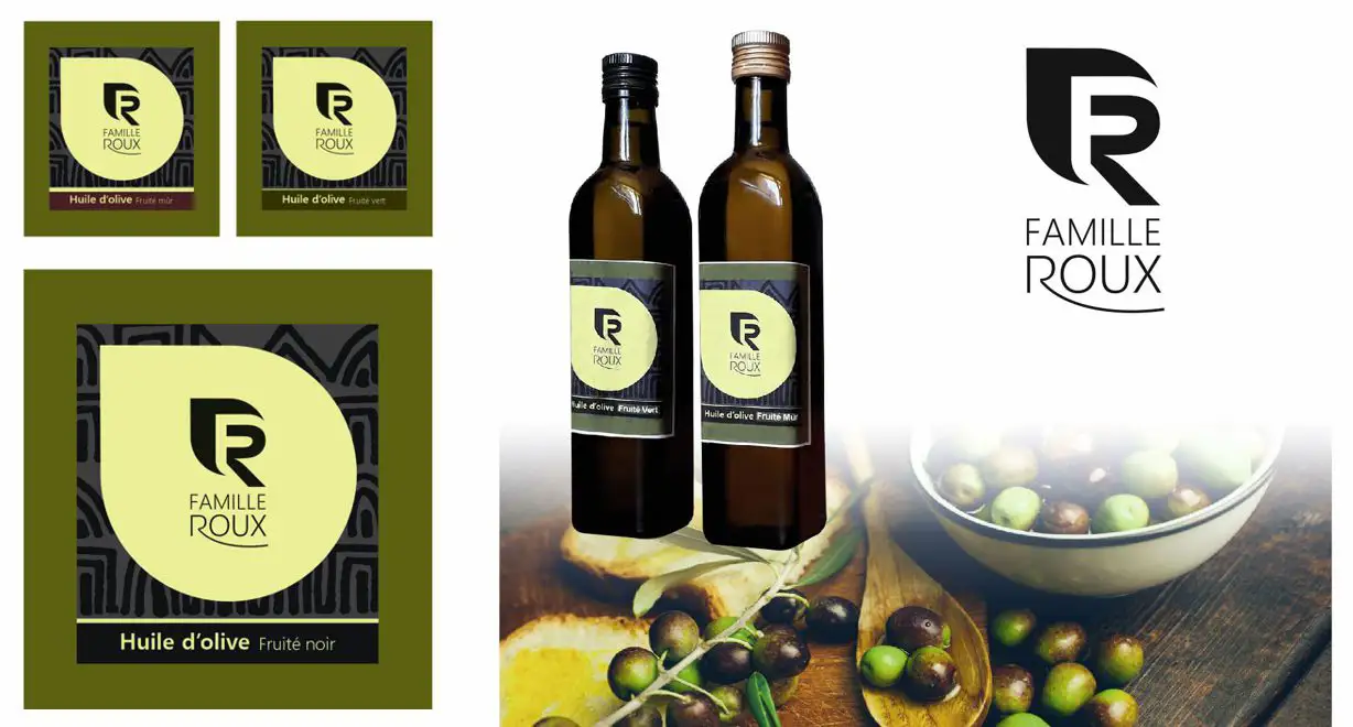 Création d'étiquettes produits autocollantes pour une production artisanale d'huile d'olive et de miel (Gap)