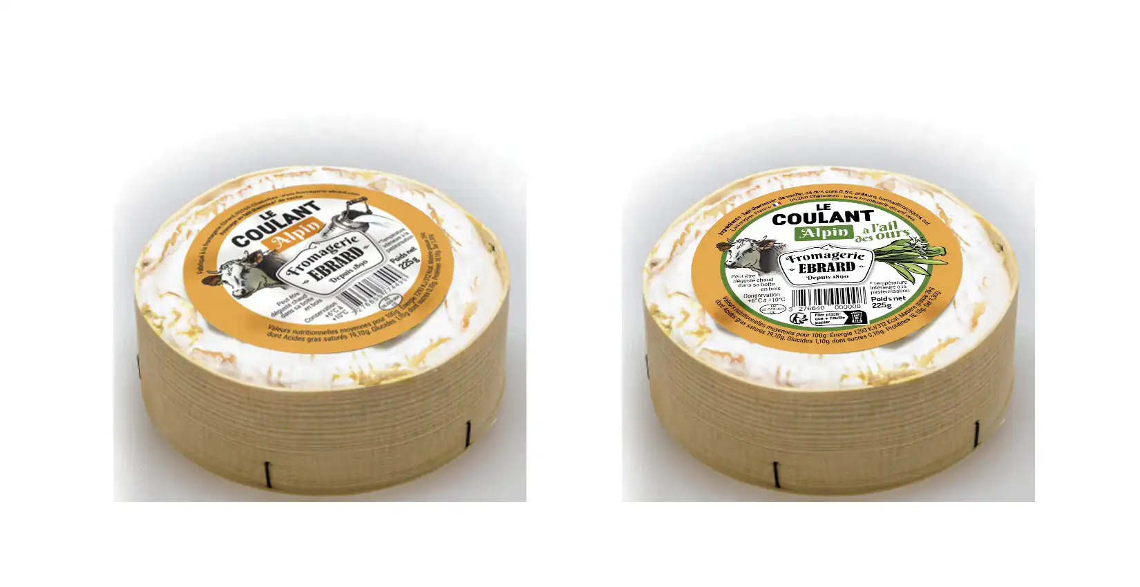 Design de packaging-étiquette du fromage coulant au lait de vache de la fromagerie Ebrard