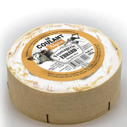 Création du packaging étiquette d'un fromage coulant de la marque Ebrard