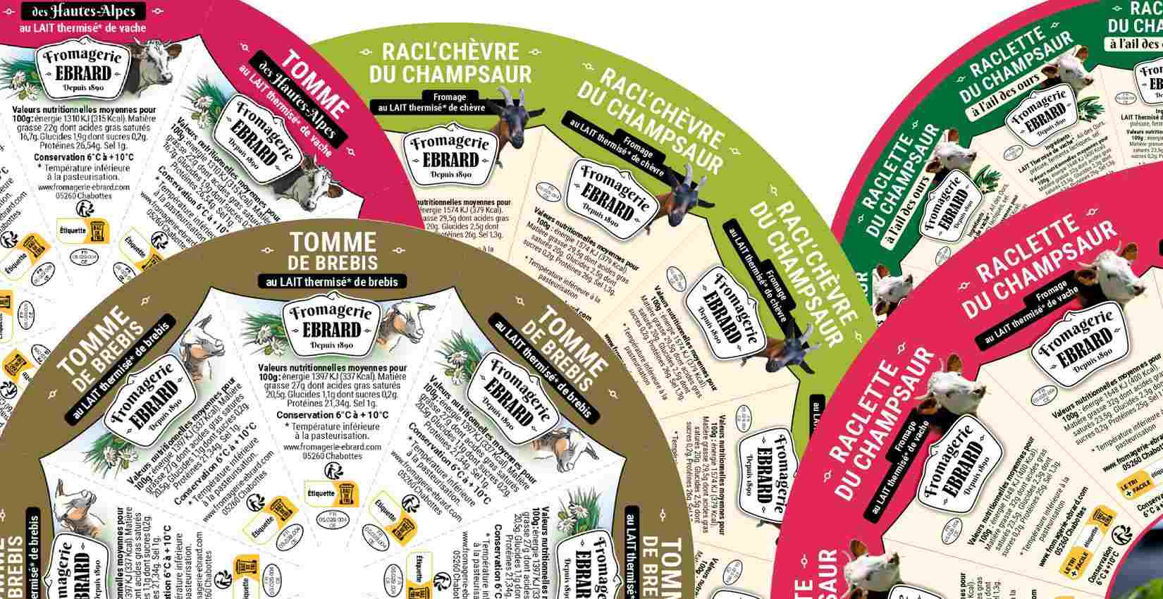 Création de packagings de fromage en parts à la coupe de la marque Ebrard