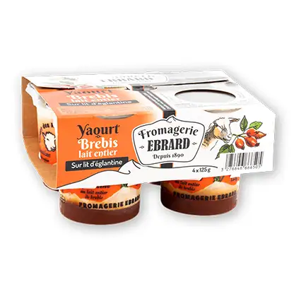 Packaging de yaourts en lots de quatre, cartonnettes pour la Fromagerie Ebrard