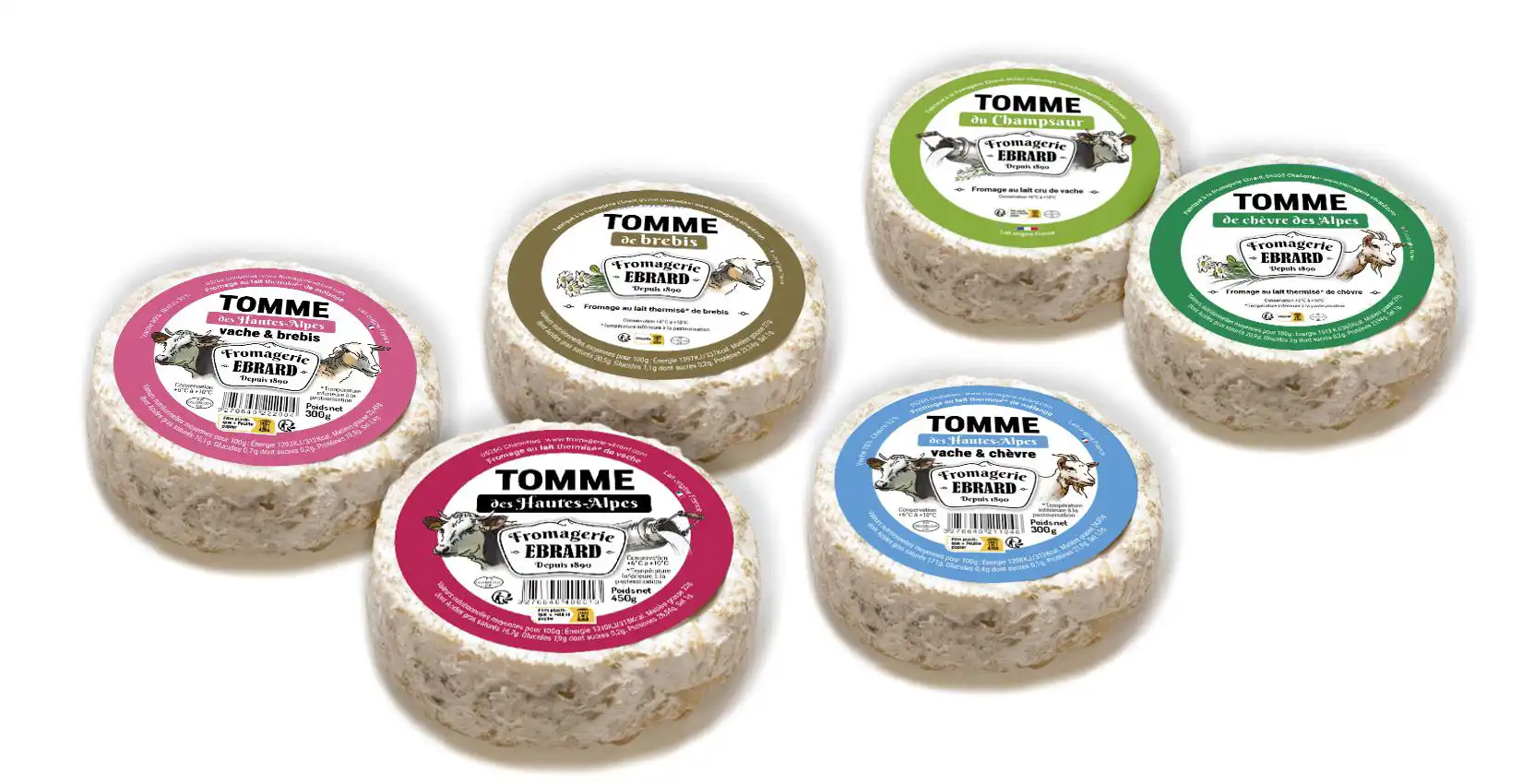 Création du packaging étiquette de la gamme de tommes de la marque Ebrard