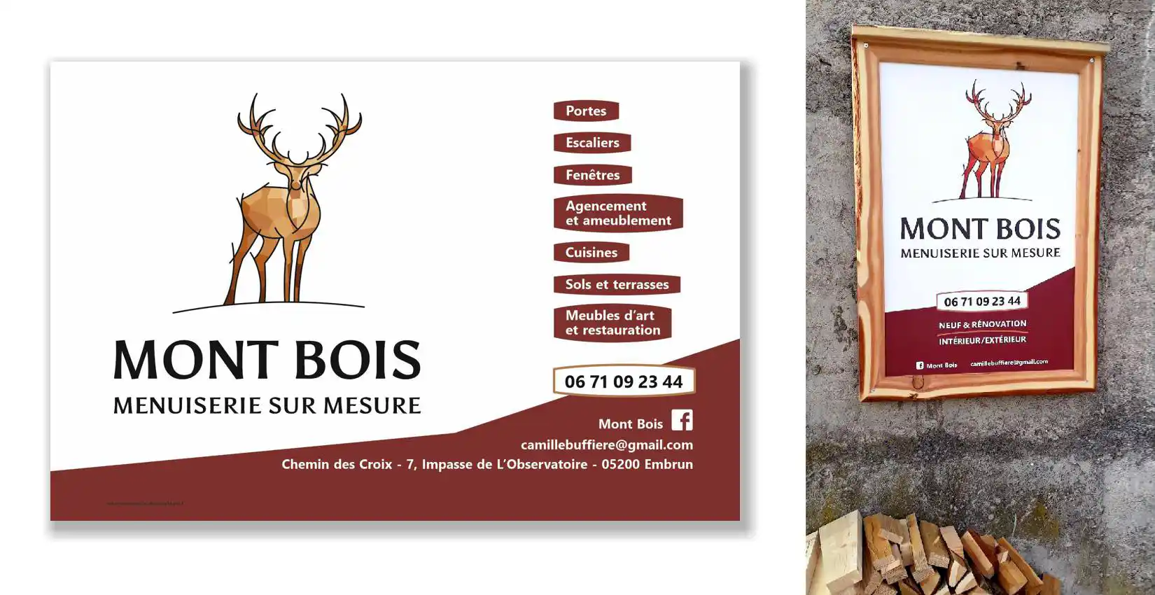 Panneaux de chantier et d'enseigne pour une menuiserie ébénisterie