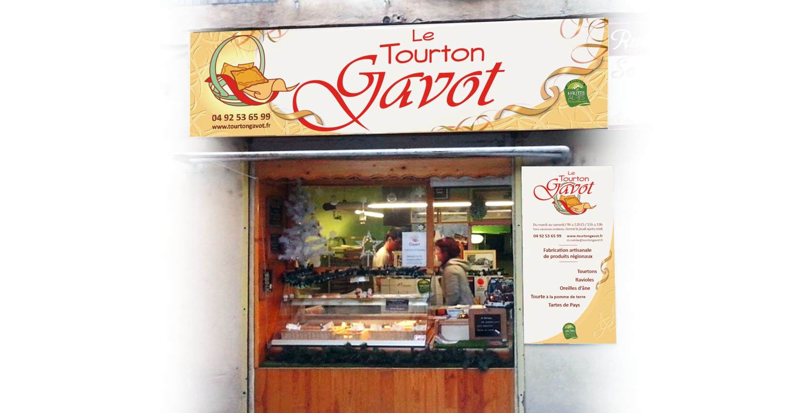 Création de devanture pour boutique d'artisanat culinaire, commande d'identité visuelle