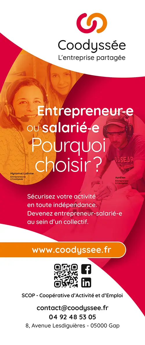 Roll-up avec création d'identité visuelle et charte graphique, stratégie globale et graphisme de communication.